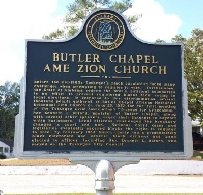 Historic Marker honoring those who participated in the Crusade for Citizenship meetings that took place at the Church.