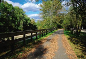 The Hockhocking Adena Bikeway begins in front of the Athens Community Center on East State Street. The path leads from Athens all the way to Nelsonville.