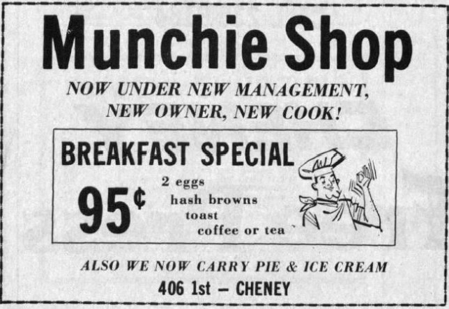 Advertisement for the Munchie Shop 1977