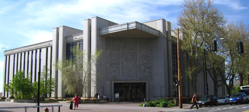 The museum is located west of Temple Square and north of the Family History Library.