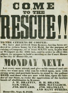 Calling for people to stand against abolitionists in Boonville, 1856