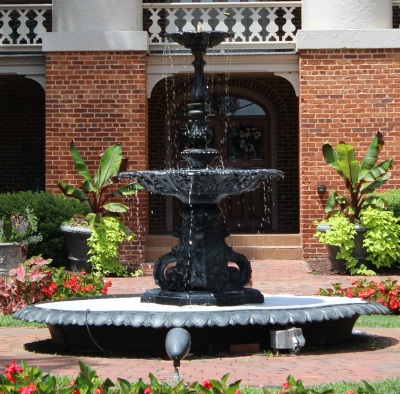 Fountain at William Peace University. Traditionally graduating students cast roses and wade in this fountain.