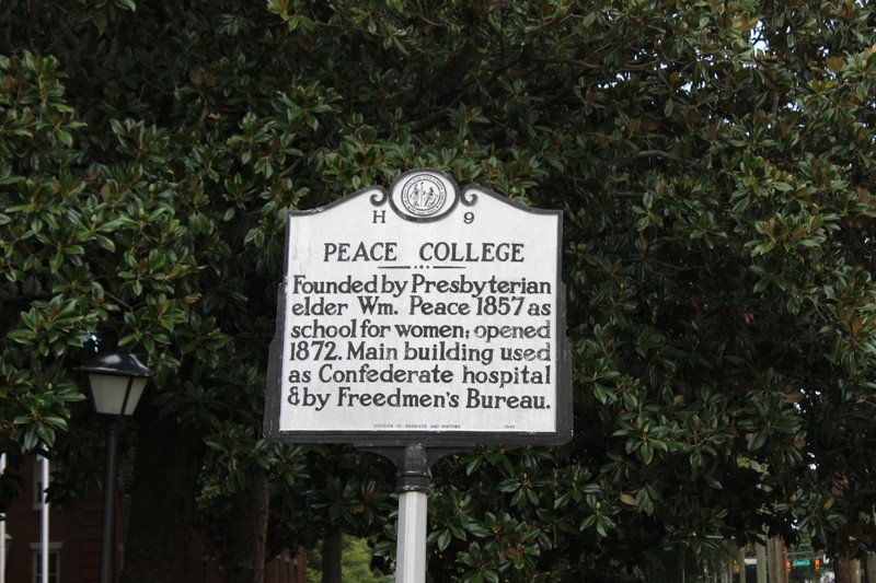 Historical marker on Peace Street