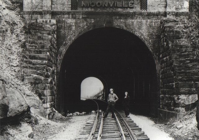 Western portal of the Moonville Tunnel is the early 1900s. Source of photo unknown.