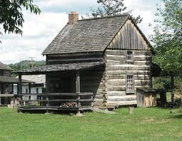 A log building located at Robbins Crossing. These buildings are originals from the 1850s era that were donated, relocated and reconstructed once they arrived at Robbins Crossing.