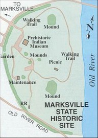 Map of the park showing the location of the mounds, museum, and trails