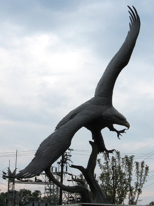 Here is a view of the eagle statue located in the Vietnam Veterans War Memorial in Monroe, Ohio.