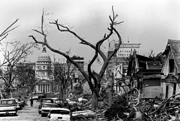 Destruction near downtown Topeka