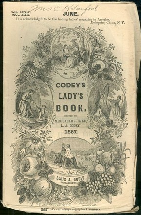 Cover from Godey's Lady's Book and Magazine in June of 1867.