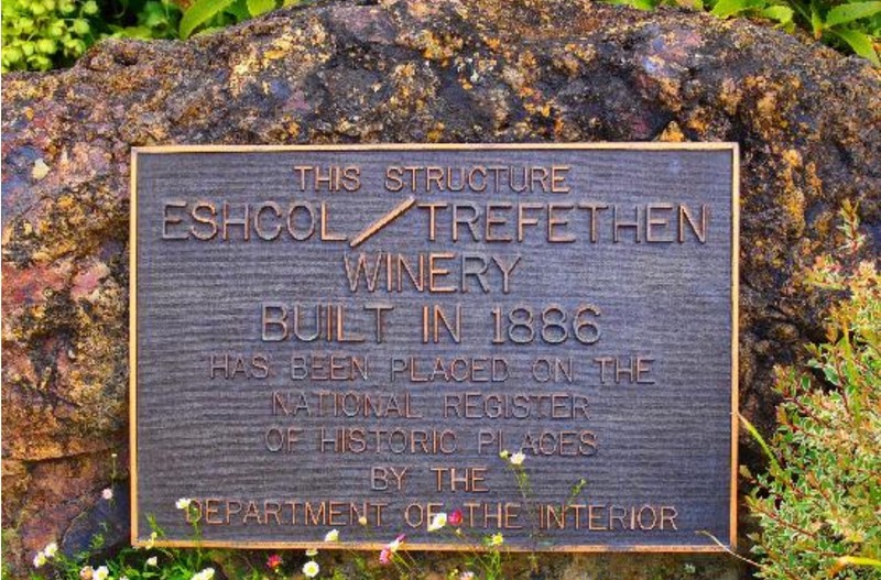 Historic plaque on site at the Trefethen Family Vineyards 