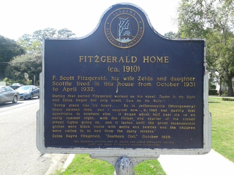 Historical Marker outside of the Fitzgerald Museum, indicating the occupation of Zelda, F. Scott and their daughter Scottie. Photo Courtesy: Gregory T. Janetka / Atlas Obscura