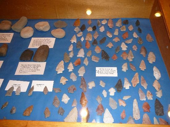 Some of the museum's thousands of arrowheads on display