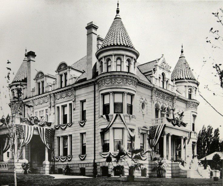 The Kearns Mansion decorated for Pres. Teddy Roosevelt's visit in 1903