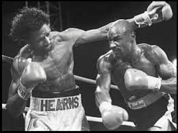 Marvin Hagler and Thomas Hearns during their fight at Caesars Palace, considered by many to be the greatest boxing bout of all time