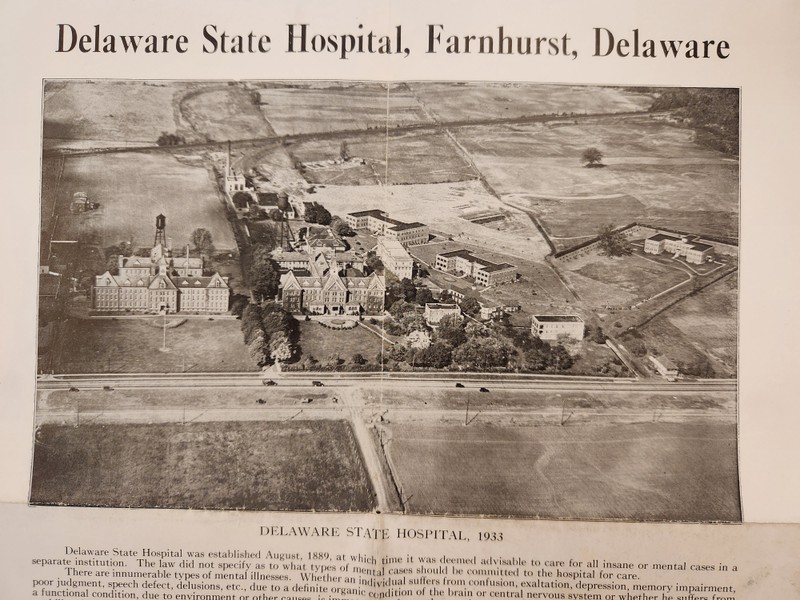 This is the Delaware State Hospital with the clearest view of the Main Admin building and the former New Castle County almshouse before it burned down just a couple of decades after this picture was taken.