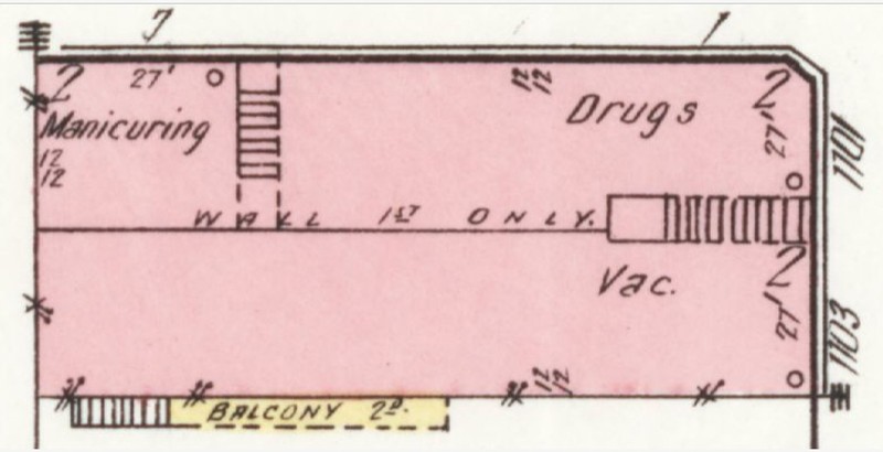 Stubbs Building on 1918 Sanborn map (Sanorn Map Company p. 7)