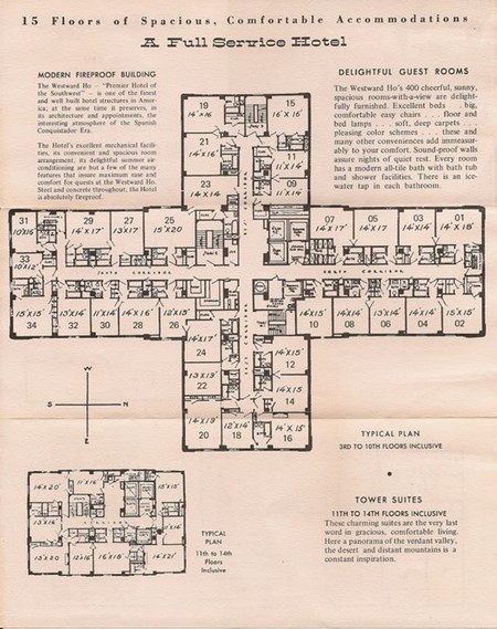 Layout of one of the floors in hotel