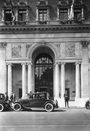 wheel, tire, automobile, building, structure, man black and white 