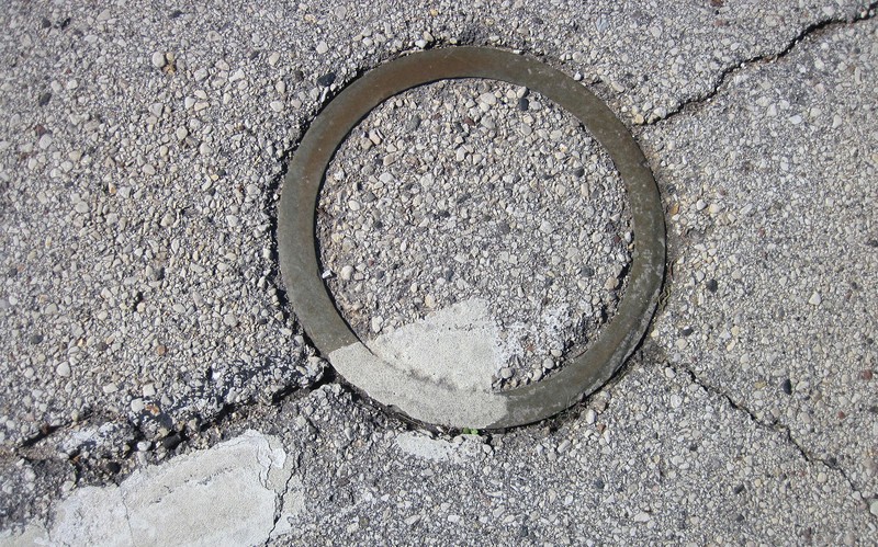 The ring marking the spot of the Sputnik piece that crashed near the museum