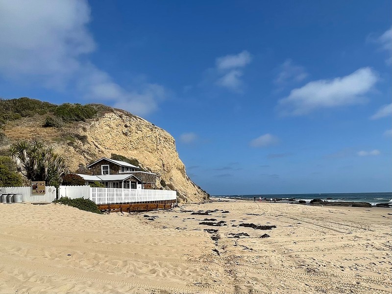 cloud, sky, wood, cottage, sand, beach, rock, cliff 