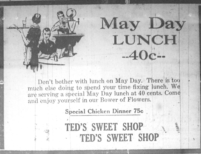 Advertisement for Lunch Special at Ted's Sweet Shop