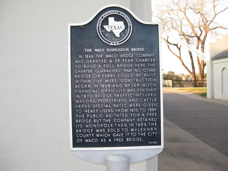 Waco Suspension Bridge Marker