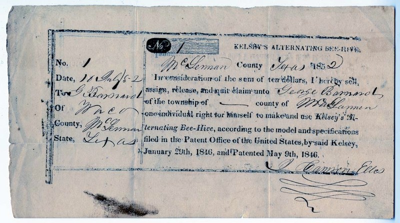 Sales receipt of Kelsey's Alternating Bee-Hives