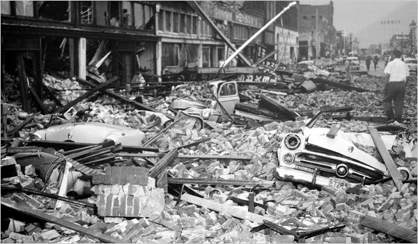 Devastation along Franklin Street