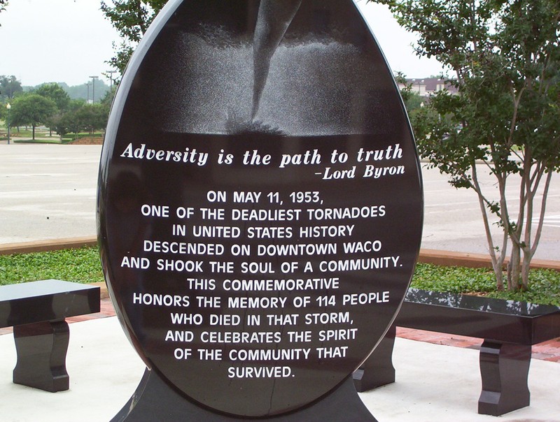 Commemorative marker on the corner of 4th Street and Austin Avenue