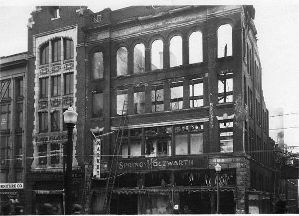 The Spring-Holzwarth store on East Main Street was destroyed by fire on January 31, 1931