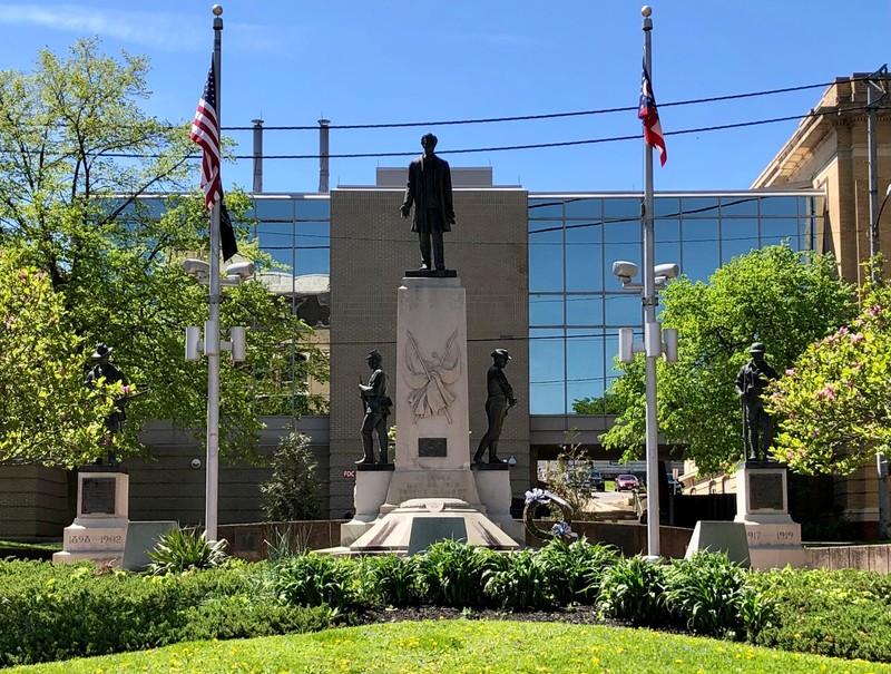 Civil War monument and Cenotaph in Freedom Plaza with Freedom Center in the background