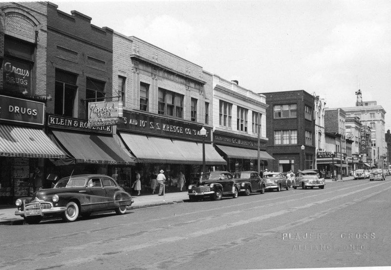Main Street looking east from Arch Street in the 1950s