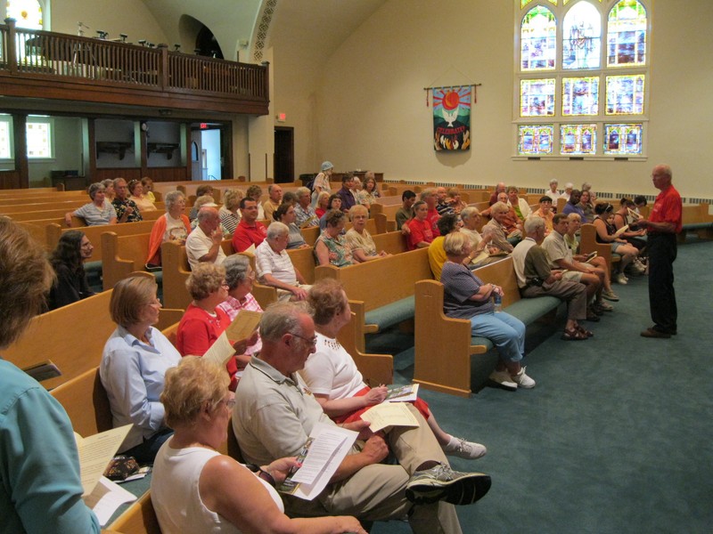 Interior view of santuary in First Presbyterian Church, 2011