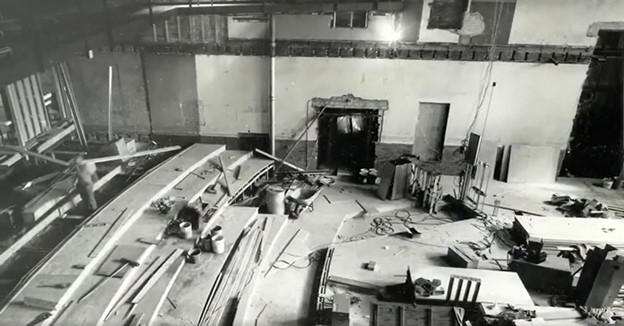 Renovation of the firehouse into the theater in 1979