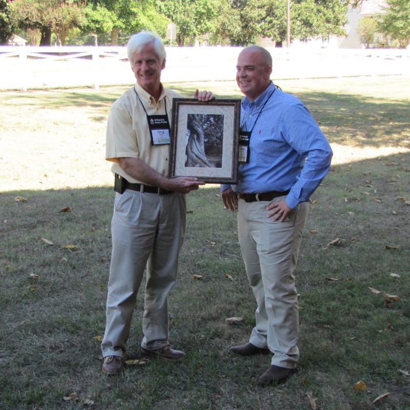 Greg Butts accepting honor of Northern Catalpa from then-Region IV director Shea Lewis