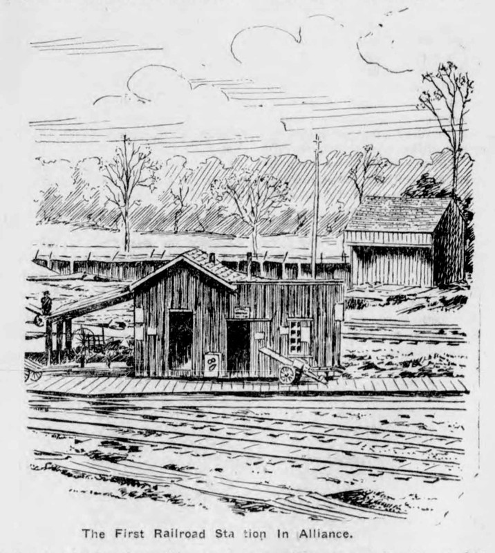 The small depot building at The Crossing in January 1852