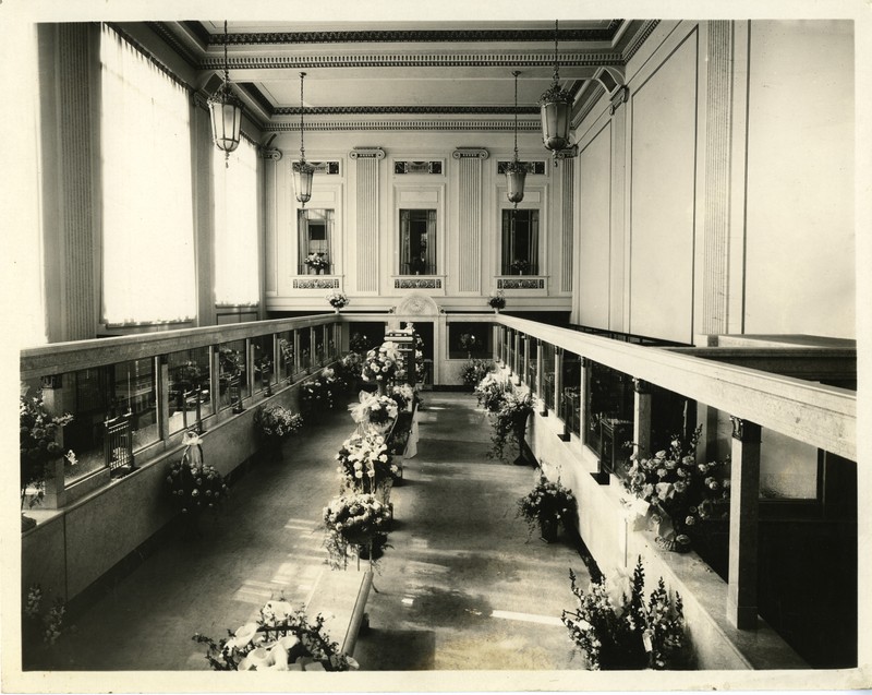 Lobby of City Savings and Trust on Opening Day