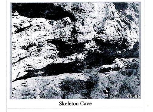 undated Black and white photo of skeleton cave