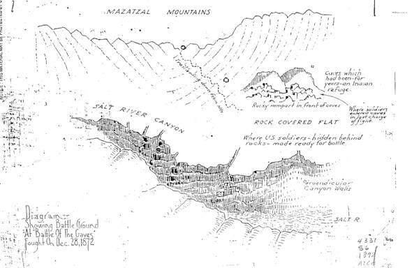 hand drawn map of Salt River Canyon and Skeleton cave