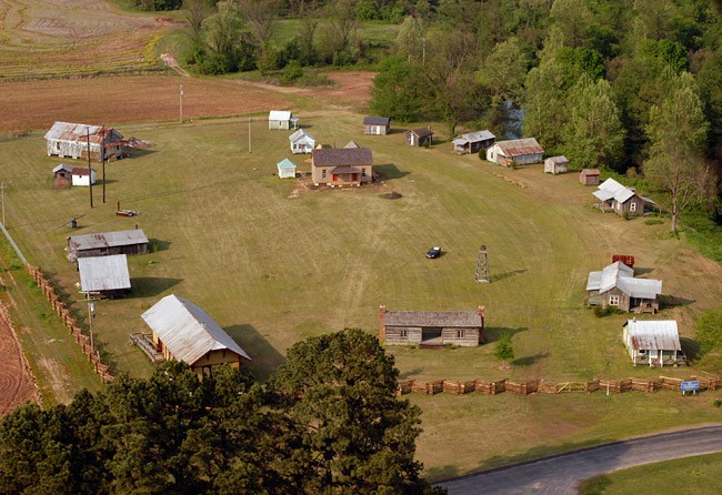 AN aerial view of the Scott Plantation Settlement 
