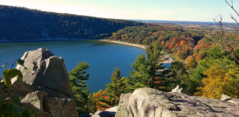 Devil's Lake. The beach can been seen in the background.