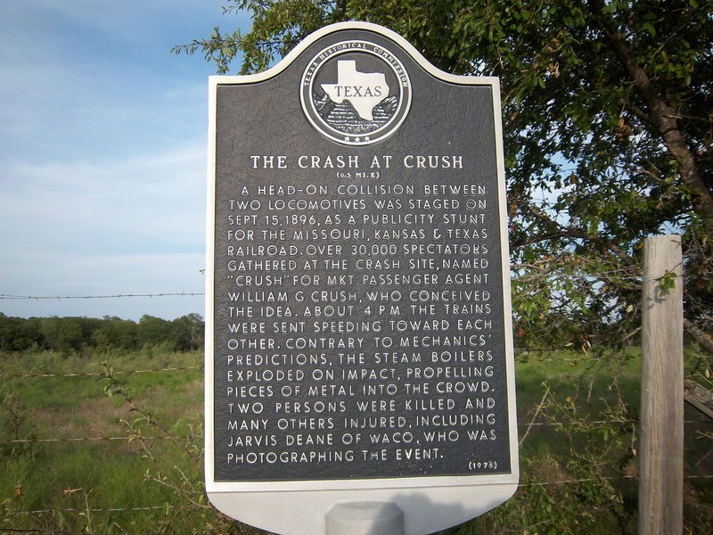 This Historical Marker was originally located at the scene of the crash but was moved to the railroad depot so that more people might see it. 