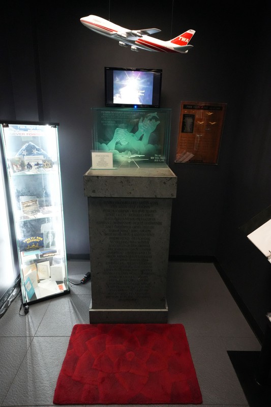 This monument was dedicated in memory of those lost on TWA Flight 800 and was located in JFK Airport until donated to the museum 