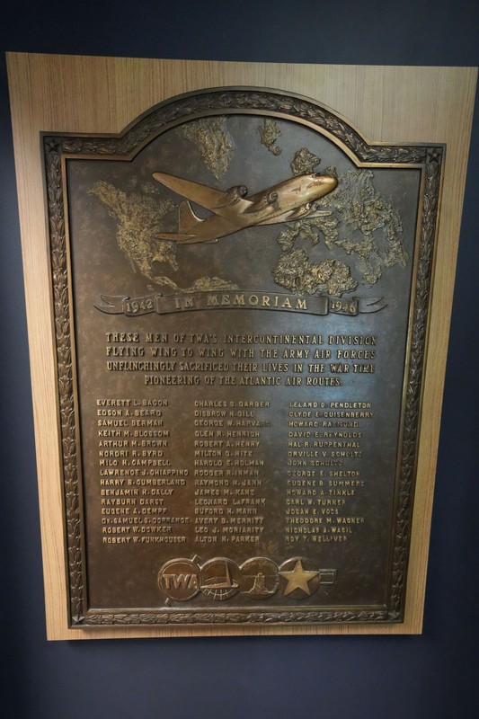 This plaque recognizes TWA pilots who died during World War II