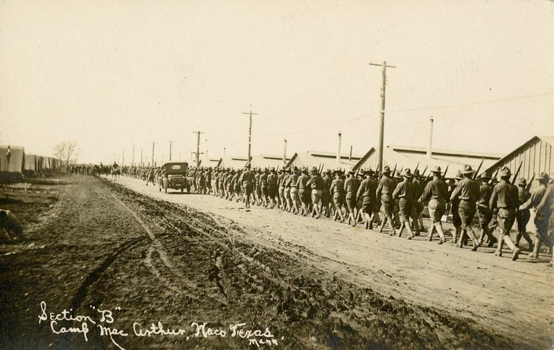 Soldiers marching at Camp MacArthur