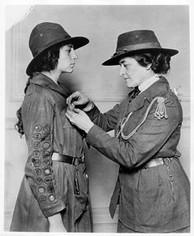 One exhibit features items associated with Juliette Gordan Low, founder of the Girl Scouts.