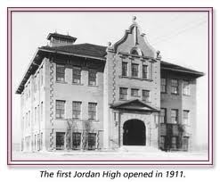 Photo of first permanent building to house Jordan HS/"People's College". Circa 1911