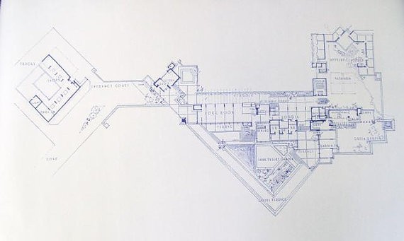 Blueprint of Taliesin West by Wright.