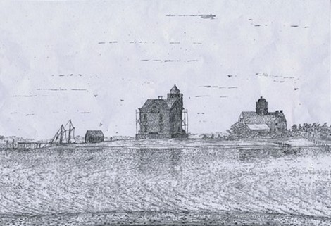 A sketch of the lighthouse as it appeared in the 1800s