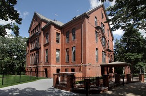 Eddy Hall was designed by Leroy S. Buffington in the Queen Anne style